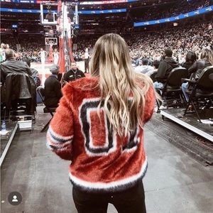 MOTHER sports letterman-style fur jacket xs